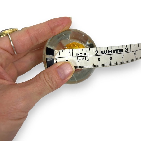 Art Glass Hand Blown Orb Paperweight Orange Red Swirls Bubbles Vintage 2" x 2" - Picture 9 of 9